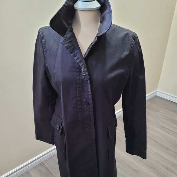 Nine west black trench coat long size L - Picture 1 of 9